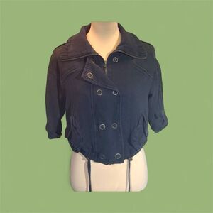 Basic Edge Clothing Black Utility Jacket with Cropped Length sz S